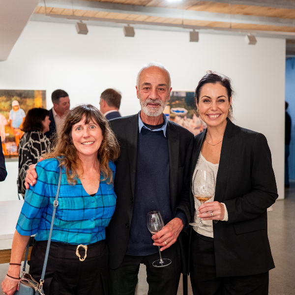 Gyles Beckford RNZ and Anna Farrera Pead PR at Normanby Fine Wines opening