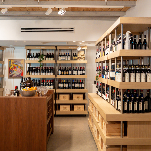 Shelves in the new Normanby Fine Wines