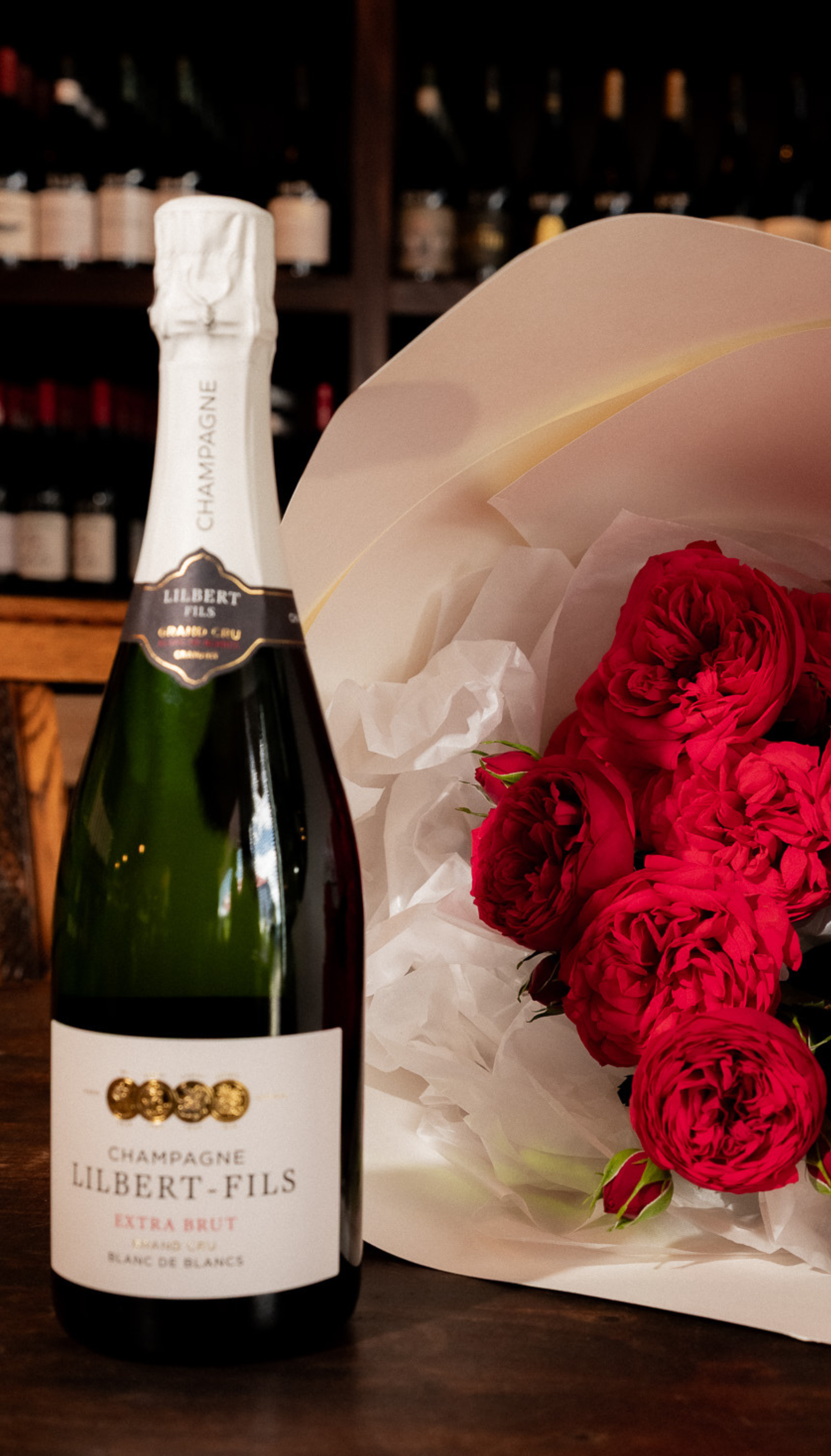 Champagne & Roses — 6 Stems